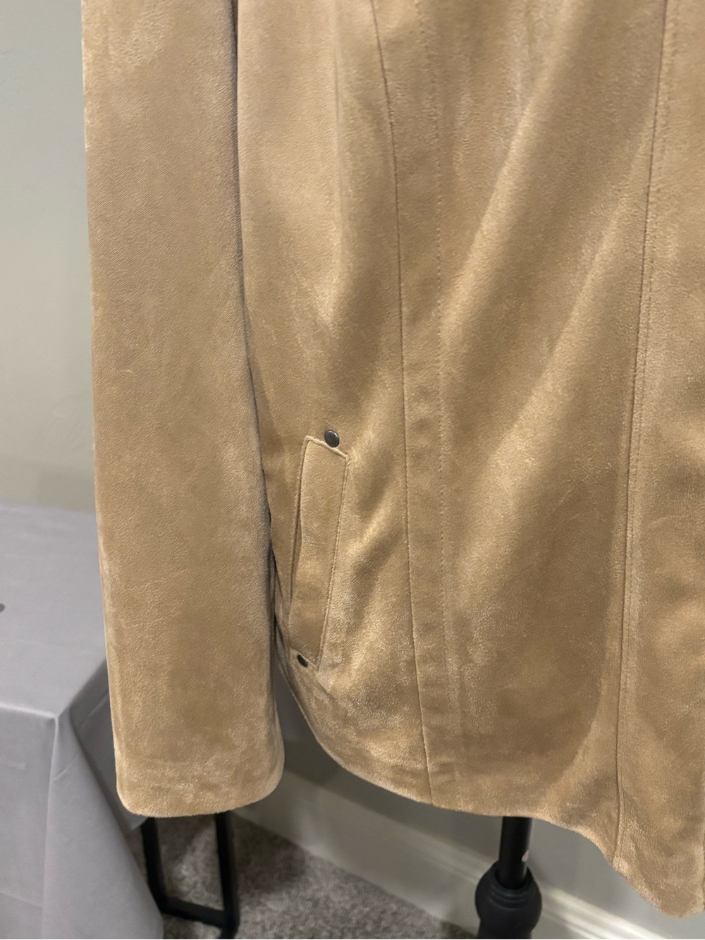 CJ Banks Taupe Suede-Look Jacket - Light Taupe - Picture 5 of 9